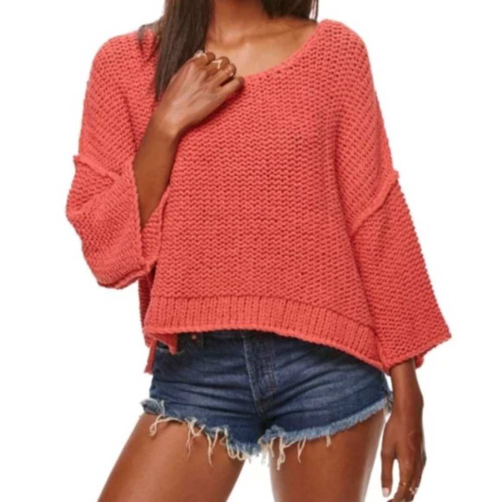 Free People Oversized Halo Dolman Dusty Coral Slouchy Sweater Womens SIZE S
